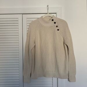 J. Crew 100% cotton button mockneck sweater
